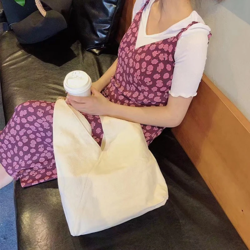 

Canvas Korean Bucket Shoulder Bags for Women Large Capacity Weekend Female Purses and Handbags Back to Work Study Ladies Tote