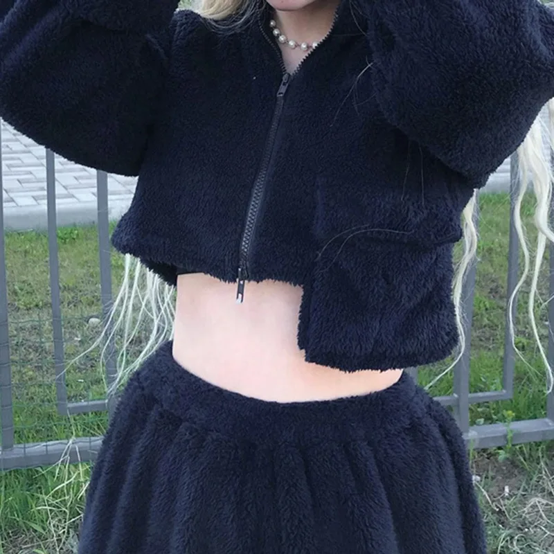 

Leisure Long Sleeve Plush Suit Winter Autumn Women Jogging Pants Zipper Tops Tracksuit Soft Casual Sets Outwear