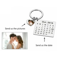 custom calendar keychain wedding anniversary boyfriend gifts handwork engraved private date name stainless steel keyring