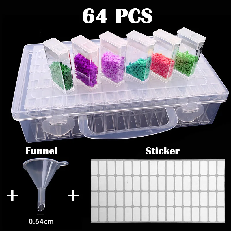 

64 Girds Diamond Painting Tools Accessories Storage Box Beads Container Diamond Embroidery Stone Mosaic Convenience Box
