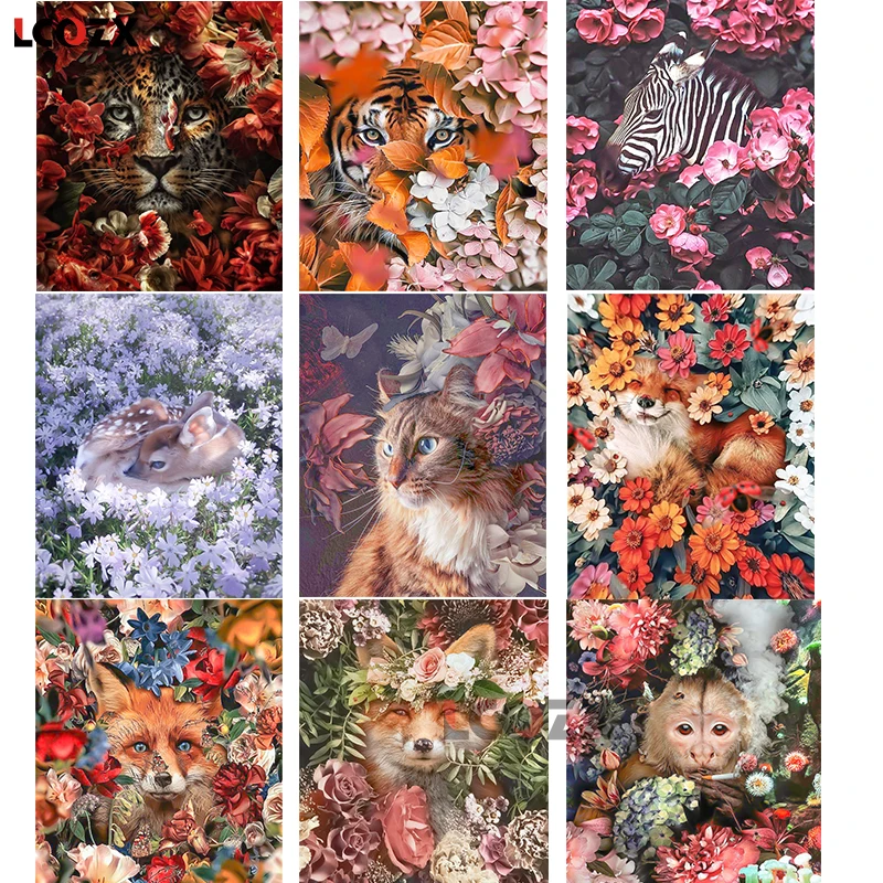 Алмазная 5D Вышивка LCOZX картина из страз сделай сам с изображением тигра животного
