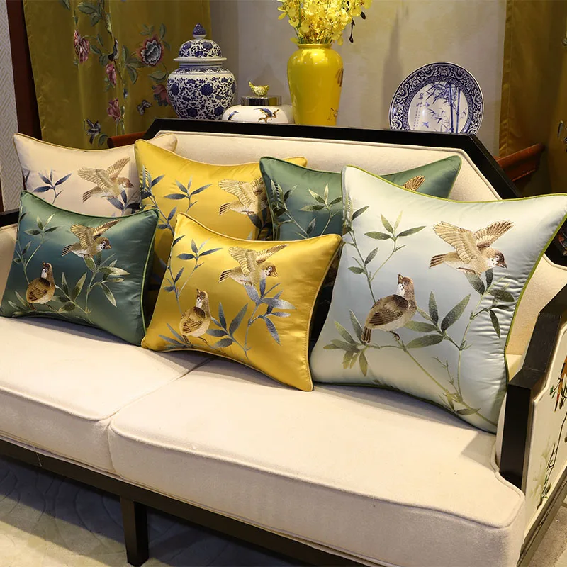 

Наволочка DUNXDECO декоративная наволочка для подушки Роскошная вышивка в винтажном китайском стиле птица Флора декоративное постельное бель...