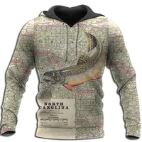 new 3d fishing cap 3d salmon print autumn fashion sweater casual jacket zipper shirt