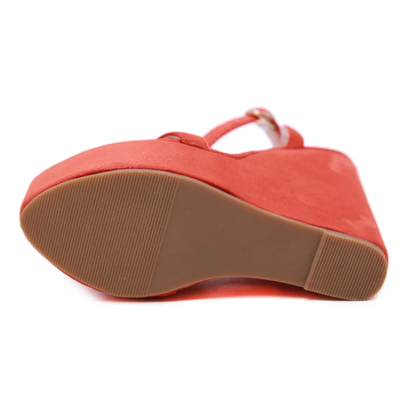 Женские босоножки из флока на высоком каблуке 15 5 см и танкетке 4 Роскошные