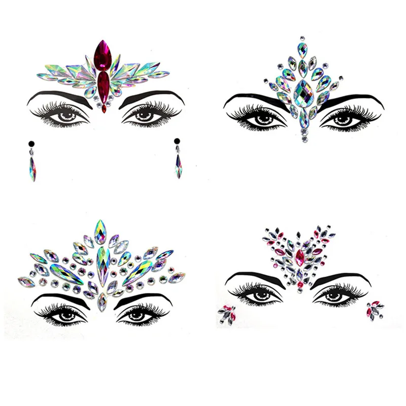 4 шт блестящие наклейки для украшения лица Акриловые стразы праздничные