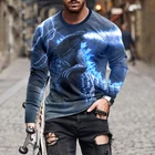 Европейская и американская популярная мужская Спортивная футболка для отдыха с 3D Цифровым принтом уличная трендовая футболка с 3D принтом и длинным рукавом