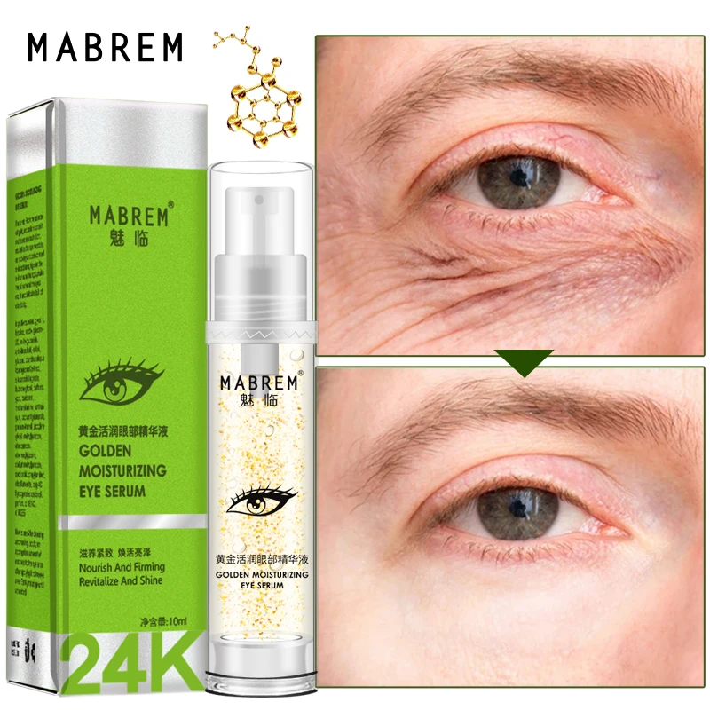 

MABREM 24k Golden Eye Serum Moisturizing Anti-Wrinkle Anti-Age Hyaluronic Acid Remover Dark Circles Against Puffiness And Bags