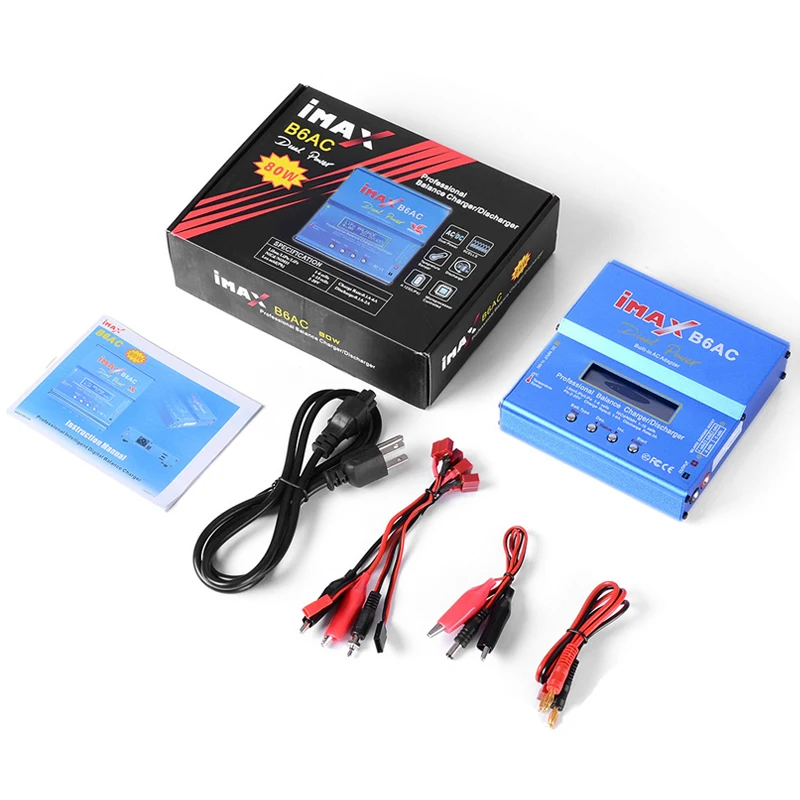 Зарядное устройство IMAX B6 AC B6AC 80 Вт 6A Lipo NiMH 3S/4S/5S RC с встроенным адаптером