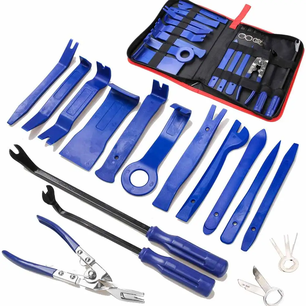 

Набор инструментов для снятия обшивки, комплект инструментов для снятия обшивки салона автомобиля, с сумкой для хранения, 19 штук