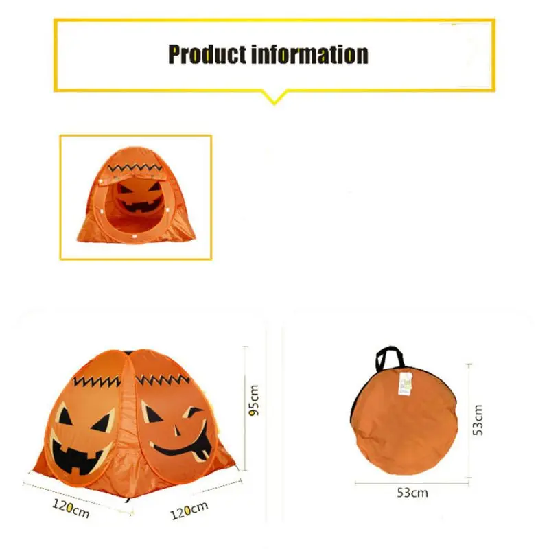 Игровая палатка с лицом тыквы на Хэллоуин детская складная интерактивная