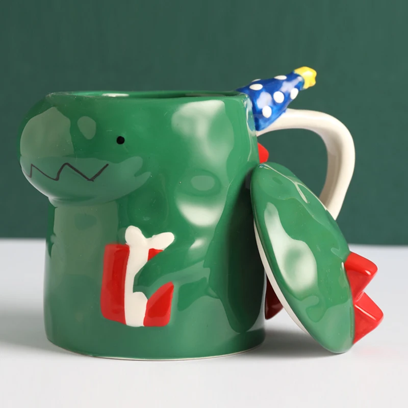 

400ml 3D Cute Dinosaur unicorn Ceramic Cup with Lid Cute Milk Tea Coffee Mug Children Student Juice Drinking Cup Couple gifts