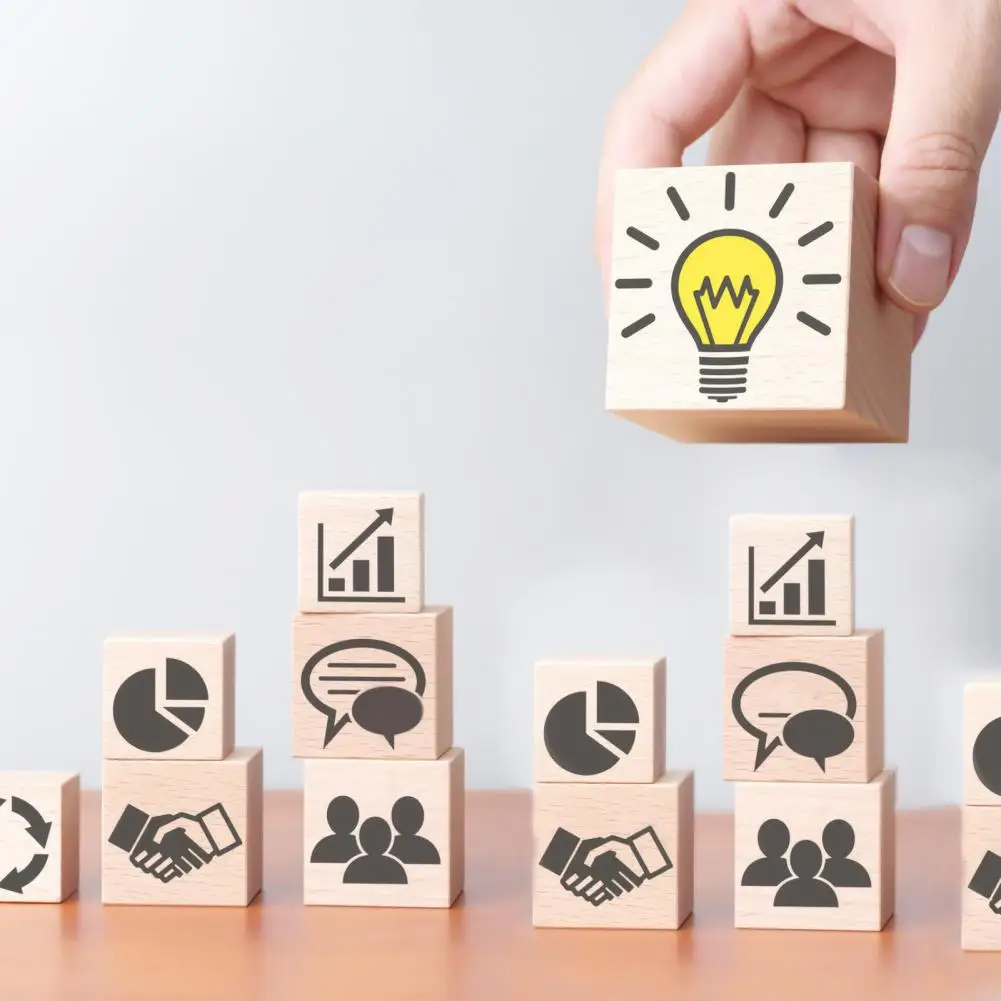 10Pcs Building Block Wooden Square Ornament Home DIY Decor Education Kids Toy Intellectual Development Toys Baby Gifts