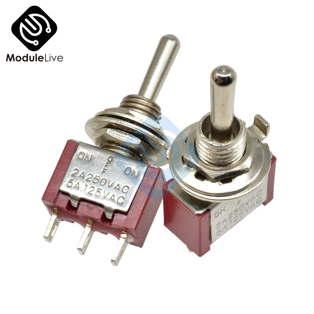 MTS 123 6 мм тумблер однополюсный двойной бросок SPDT ON 120V 5A 1/4 дюймов монтажный 13*7 (MTS123)