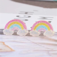 julie wang 20pcs sequin resin rainbow charms flat back cloud rainbow pendants jewelry accessory home table decoration