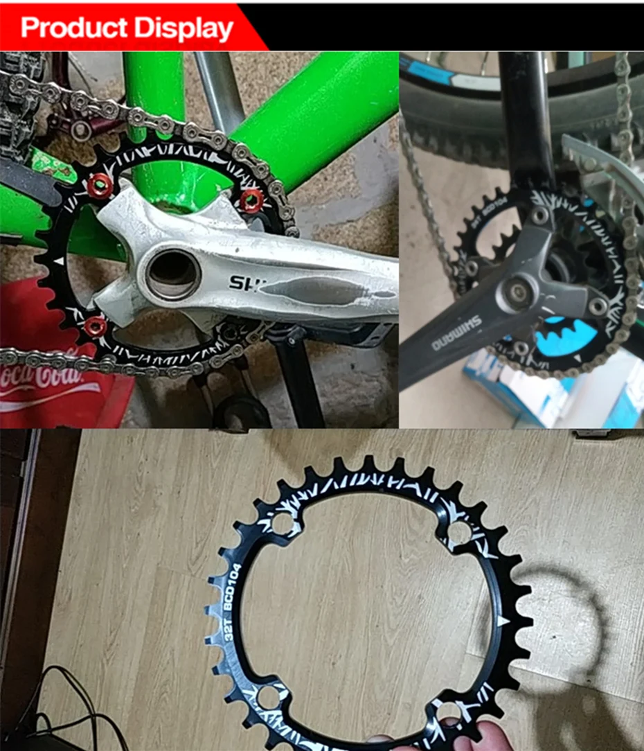 MTB шатун для дорожного велосипеда 96BCD/104BCD круглой формы узкий широкий 32 T/34 T/36 T/38 T круг коленчатого вала одна пластина цепного колеса части цикла