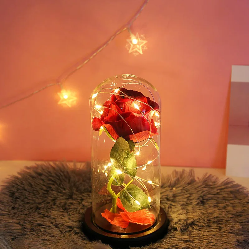 

Романтический светодиодный стеклянный купол, ночник в виде Розы, светильник на День святого Валентина и День матери, светильник в виде Розы,...