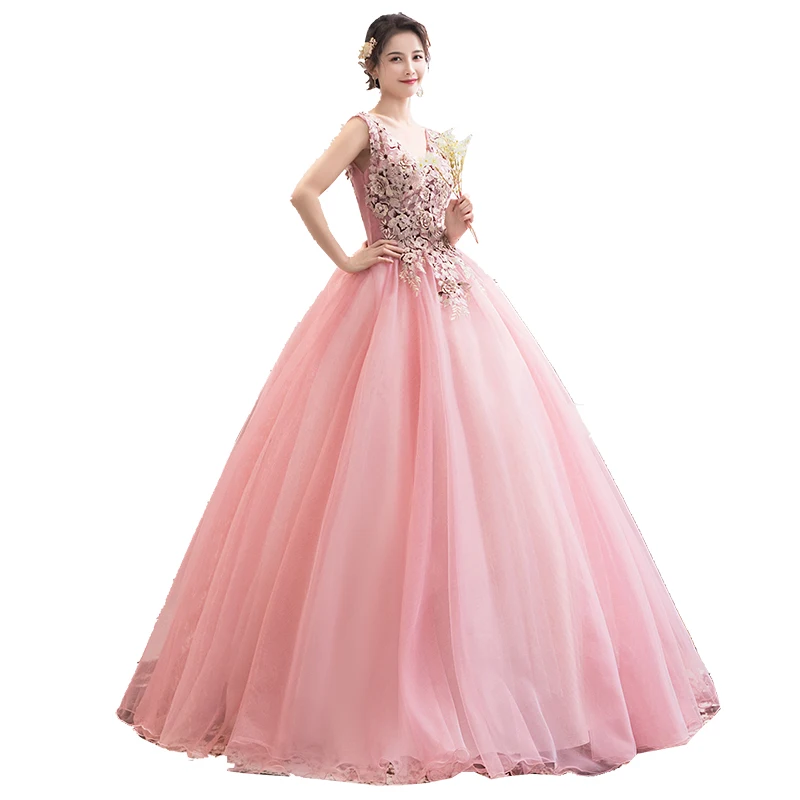 Пышные платья для девочек Классические с вышивкой и цветами танцев благородные