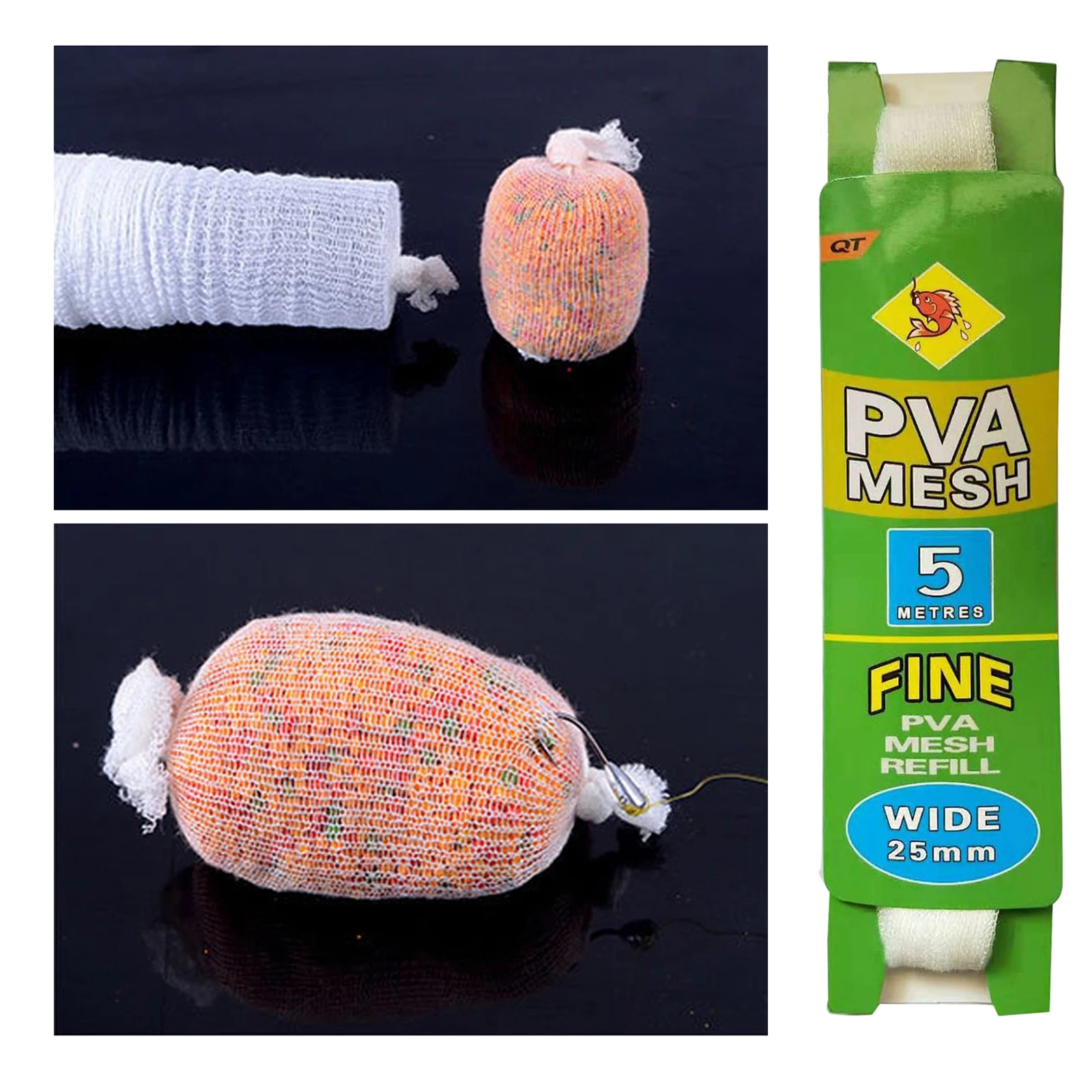 

5M PVA Soluble Narrow Fishing Net Network Refill Stocking Bait Bag PVA Water Dissolving Multifilament Mesh Fishing Feeder