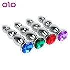 Соло массаж простаты большой Размеры драгоценный камень Анальная пробка Нержавеющаясталь длинные Анальная пробка Секс-игрушки для женщин и мужчин Металлические анальные шарики