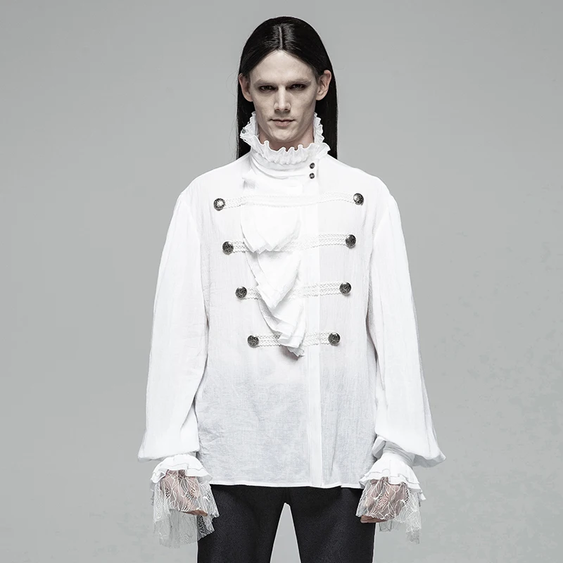Мужская рубашка в стиле панк готический стиль великолепная парадная с разрезом