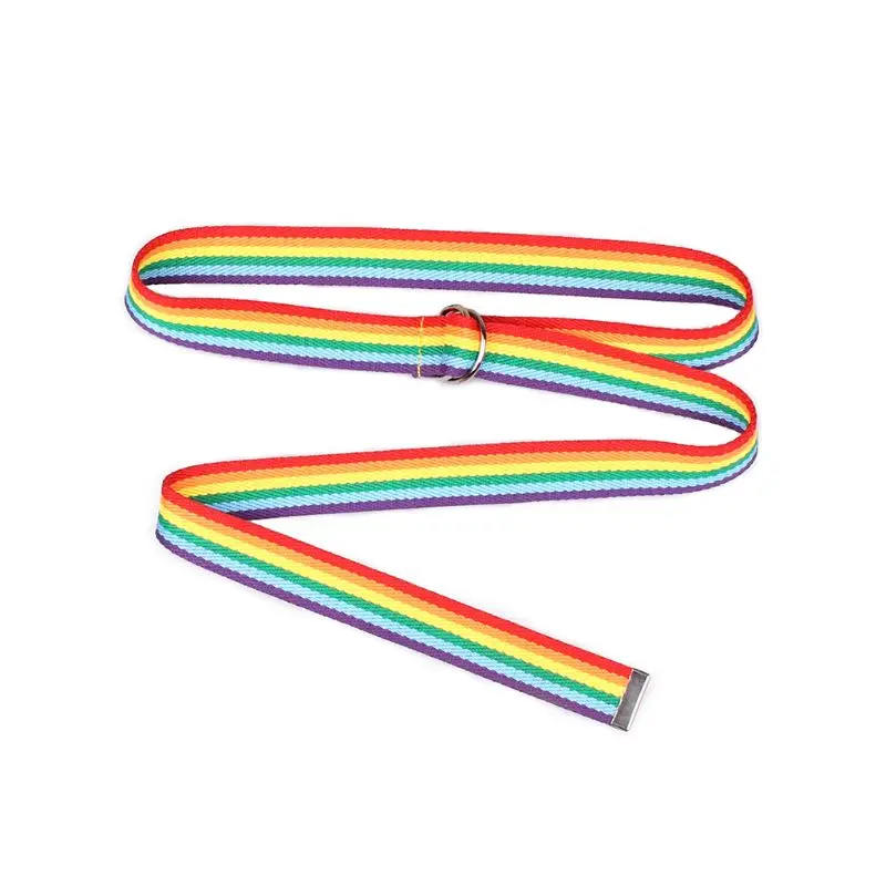 

New Women Waistband Long Double Loop D-shaped Rainbow Color Straps Casual Wild Lady Students Decorative Belt