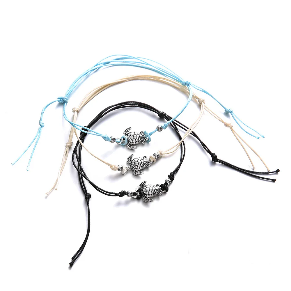 Модная пара пляжный браслет древняя черепаха воск веревочный на ногу ножной