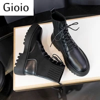 women martins leather boots high top fashion spring warm snow shoes dr motorcycle boots black boots botas mujer snow boots