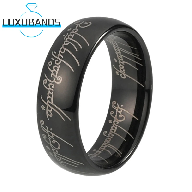 

Wemen's Tungsten карбидные кольца обручальное кольцо 6 мм черная полированная отделка модная Руна для мужчин удобная посадка