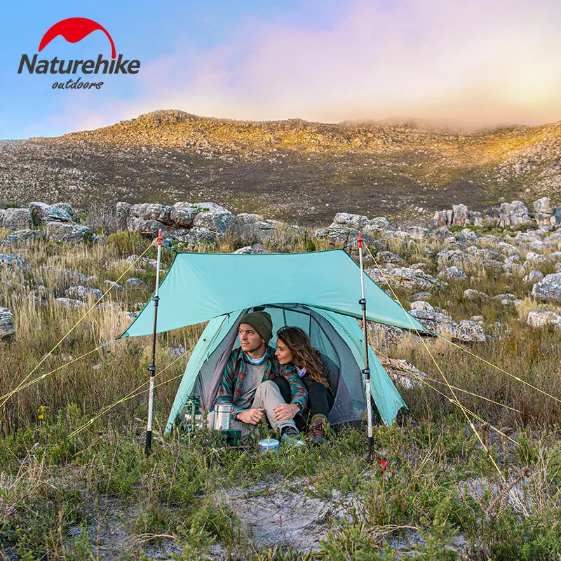 

Naturehike Nieuwe Gedeeld-2 Ultralight Outdoor Camping Tent 20D Enkele Silicium Nylon Waterdichte PU3000 + Kleur Ase Groene Tent
