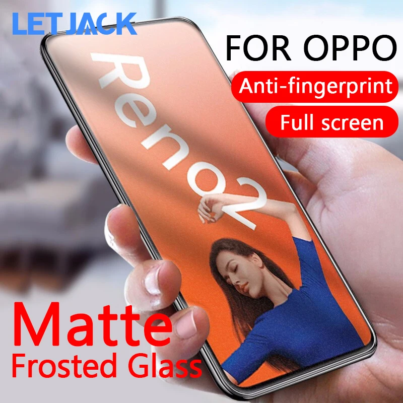 

No Fingerprint Full Cover Matte Frosted Tempered Glass for OPPO Reno 2 2Z 10X Zoom A3 A7X AX5s A5 A9 2020 A1K Realme 3 5 7 8 Pro