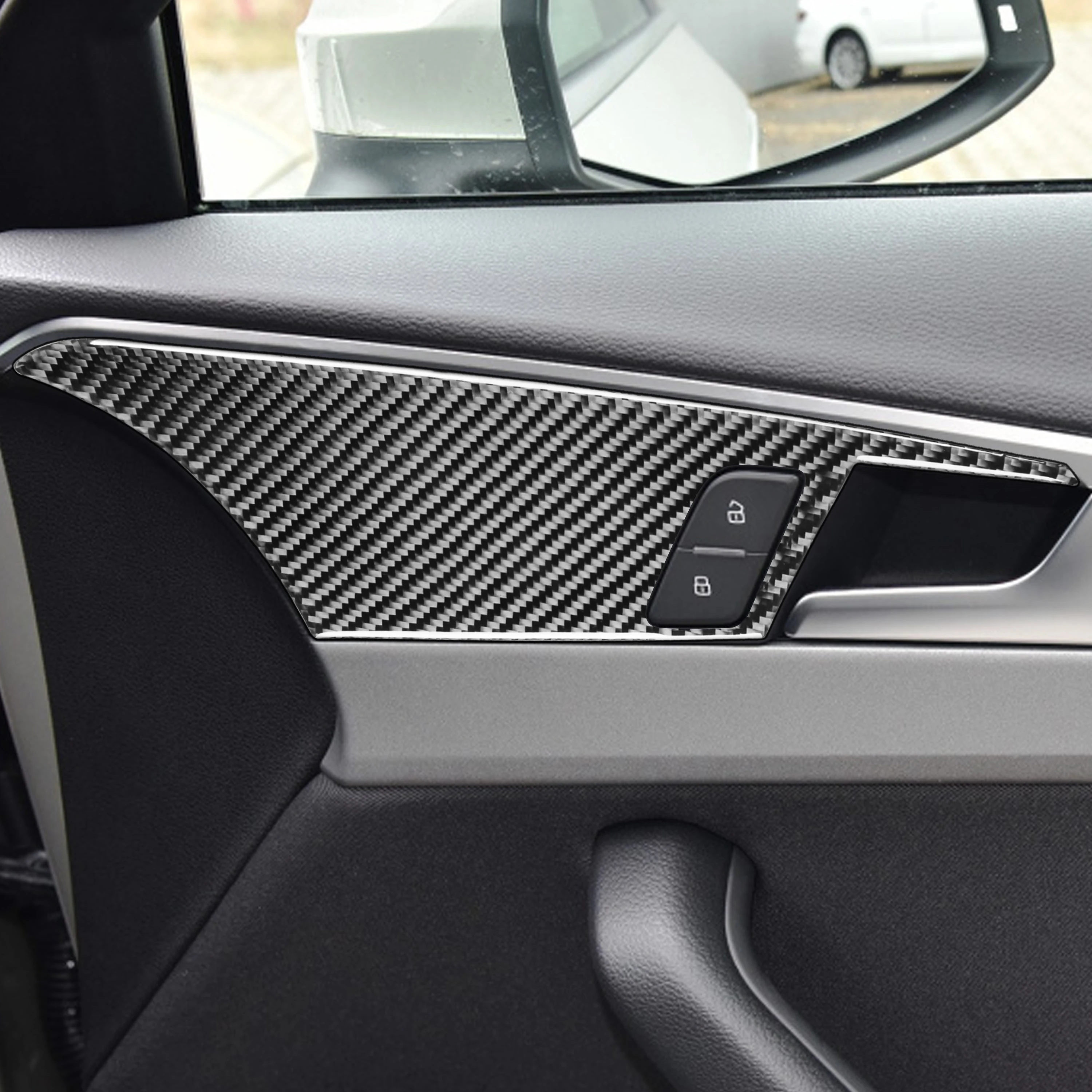 

Car Accessories Interior Decoration for Audi A4 B9 2017-2019 Carbon Fiber Inner Door Handle Panel Decorative Cover Trim Sticker