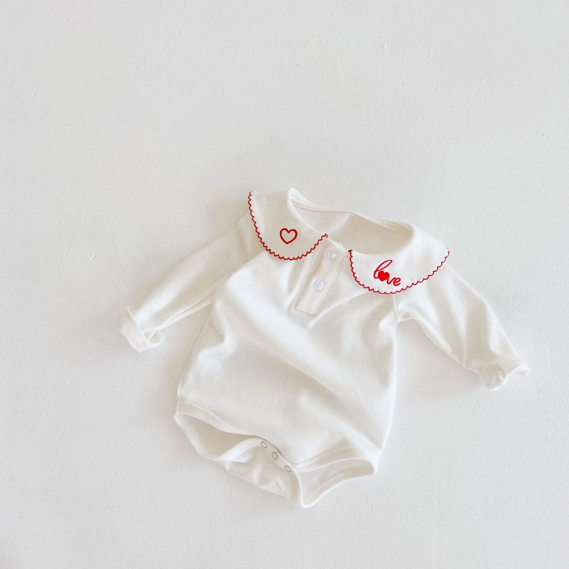 

Cute Newborn Baby Clothing Long Sleeves Cotton Solid Baby Bodysuit Autumn Collar Baby Girls Clothes Jumpsuit Infant Costumes