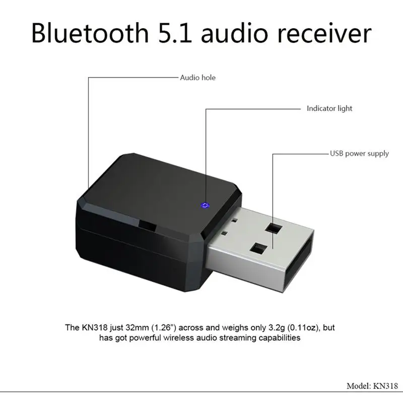 Bluetooth 5 1 аудио адаптер USB 3 мм беспроводной приемник Двойной выход со встроенным