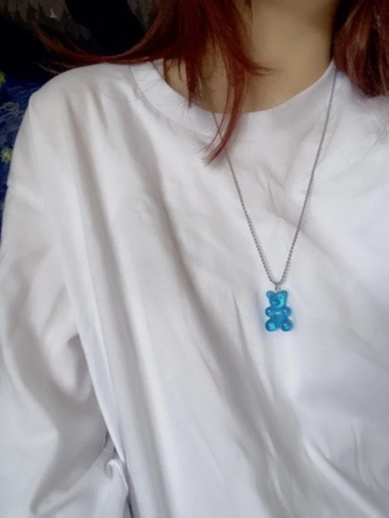 Милое ожерелье конфетных цветов для девочек с мультяшным прозрачным медведем из