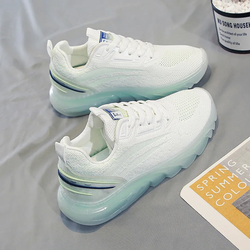 

2021 Spring and Summer New Fashion Flat Women's Shoes Flying Woven Mesh Breathable Lightweight Running Shoes Casual Sports Shoes