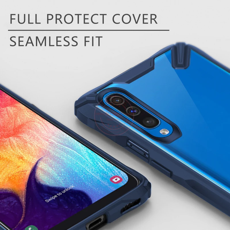 Военный противоударный чехол с подушкой безопасности для samsung Galaxy A50/A50S/A30S прозрачный акриловый+ ТПУ защитный чехол