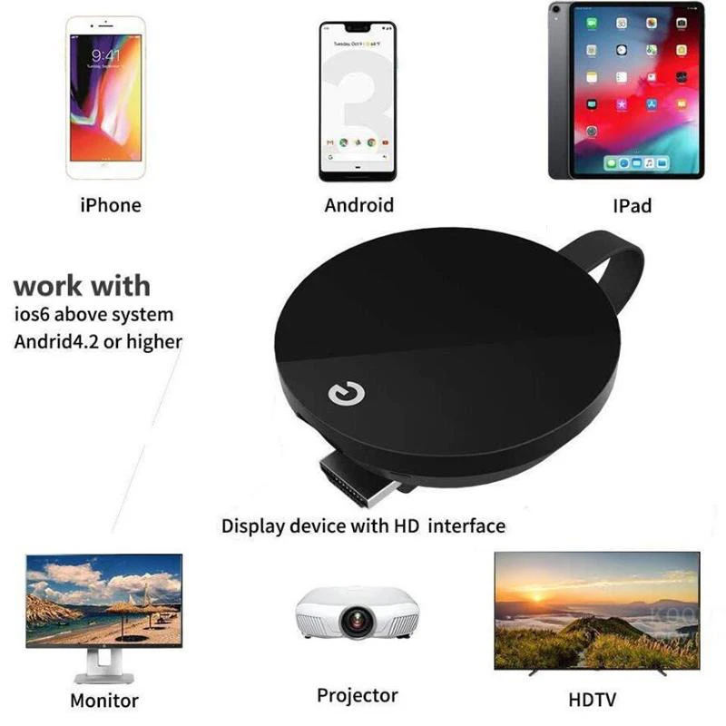 4K Anycast Miracast обмена потоковыми мультимедийными данными (AirPlay Для Chromecast 3 2 ультра