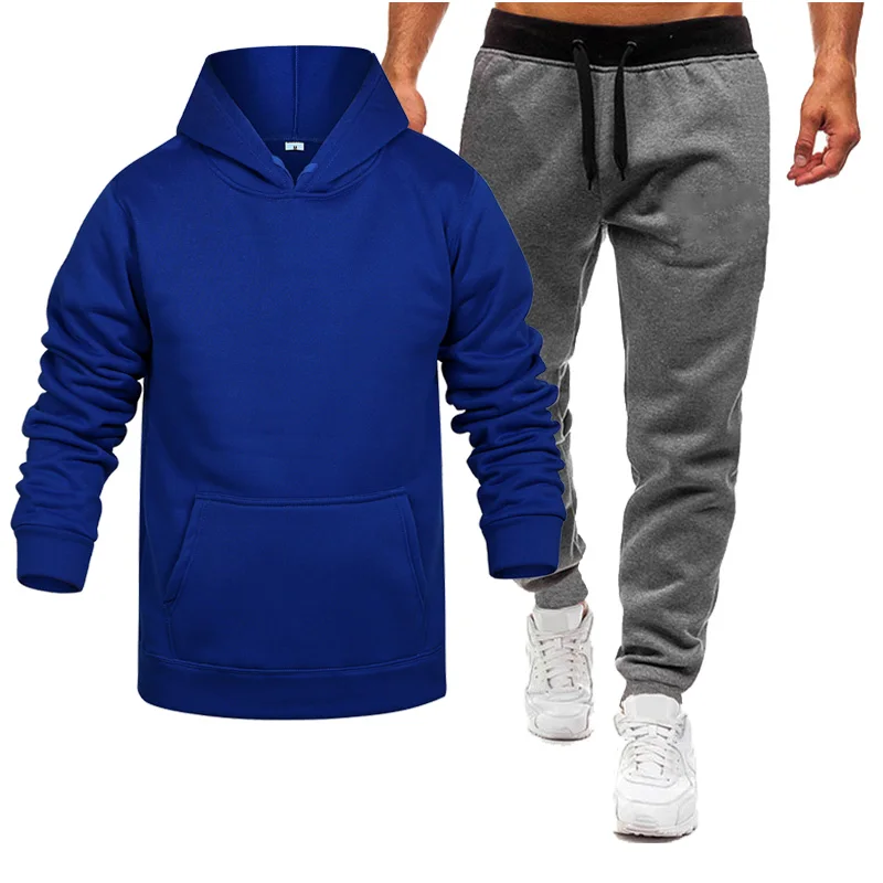 

Brand Clothing Men's Fashion Tracksuit Casual Sportsuit Men Hoodies Sweatshirts Sportswear pure colour Coat+Pant Men Set