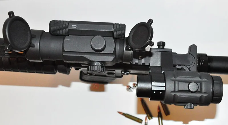 10 шт. векторная оптика в резиновой оболочке Регулируемая AR15 Red Dot тактическая 5x Лупа с откидной стороной QD Крепление 30 мм Охота