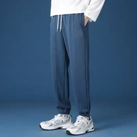 wei ku mens new autumn and winter casual pants mens korean mens pants solid color loose trendy sports pants