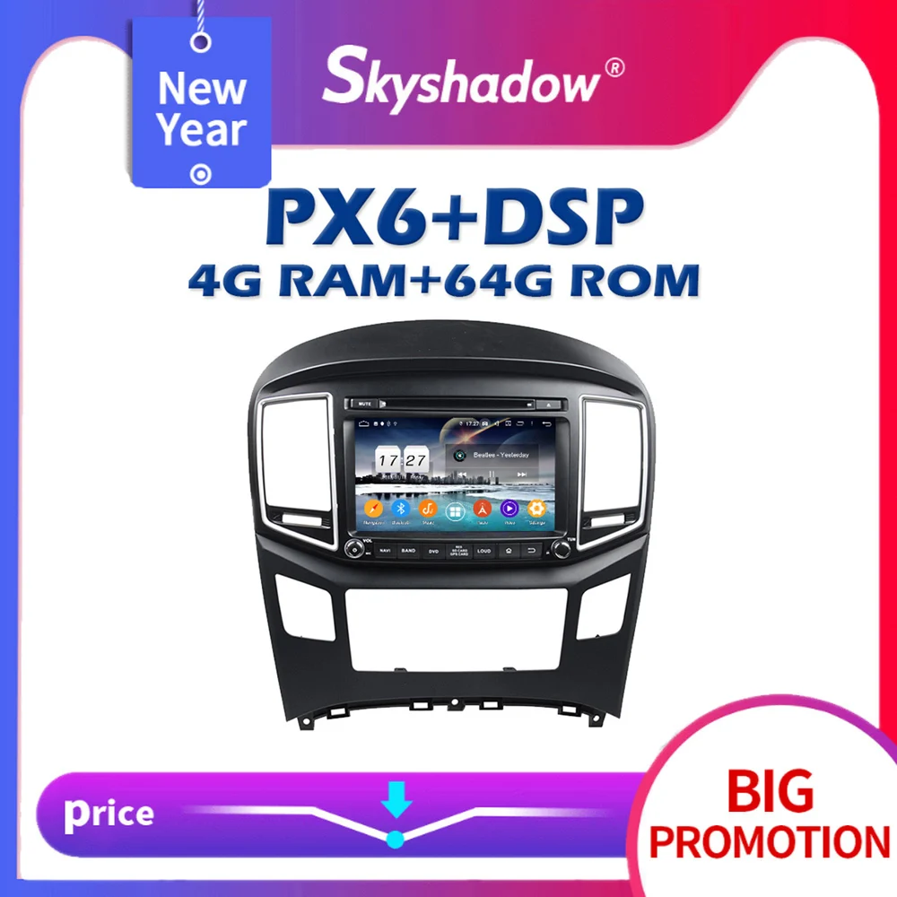 Автомобильный DVD плеер 720P PX6 DSP IPS Android 10 0 4 Гб + 64 GPS карта RDS радио Wi Fi Bluetooth 5 для HYUNDAI H1