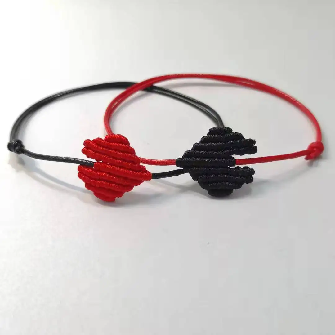 

2pcs Lucky Red Black Wax Wire Each Other Creative Personality Couple Braided Bracelet Men and Women Charm Girl Jewelry Lover