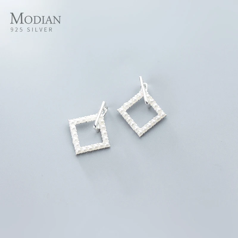 MODIAN квадратный жемчужные серьги в виде капель с кристаллами форме женские 925