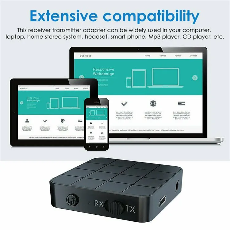 

Bluetooth 5.0 Transmitter Receiver RCA Wireless Adapter Stereo Audio 3.5mm Aux Jack Adapters for TV Car Kit with Control Button