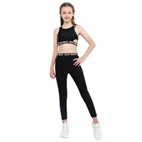 kids girls sport suit workout gymnastics outfits tank bra tops crop top with pants leggings set for ballet dance yoga training