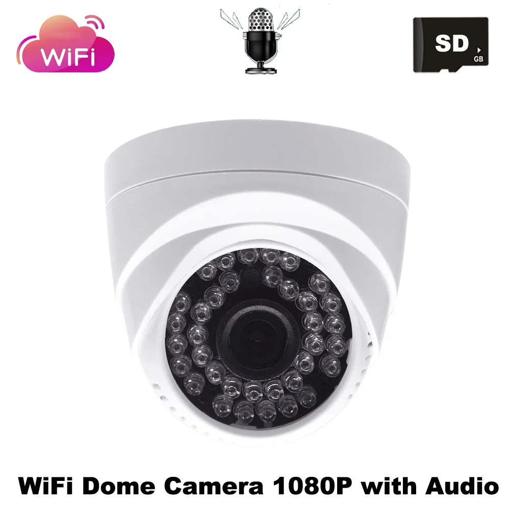 Купольная Wi Fi камера 2 Мп комнатная IP 1080P с микрофоном HD охранная видеонаблюдения