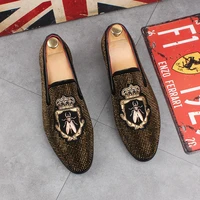 2021 summer new fashion hot drill personality british pointed toe shoes interior heightening hairstylist lazy doudou shoes men