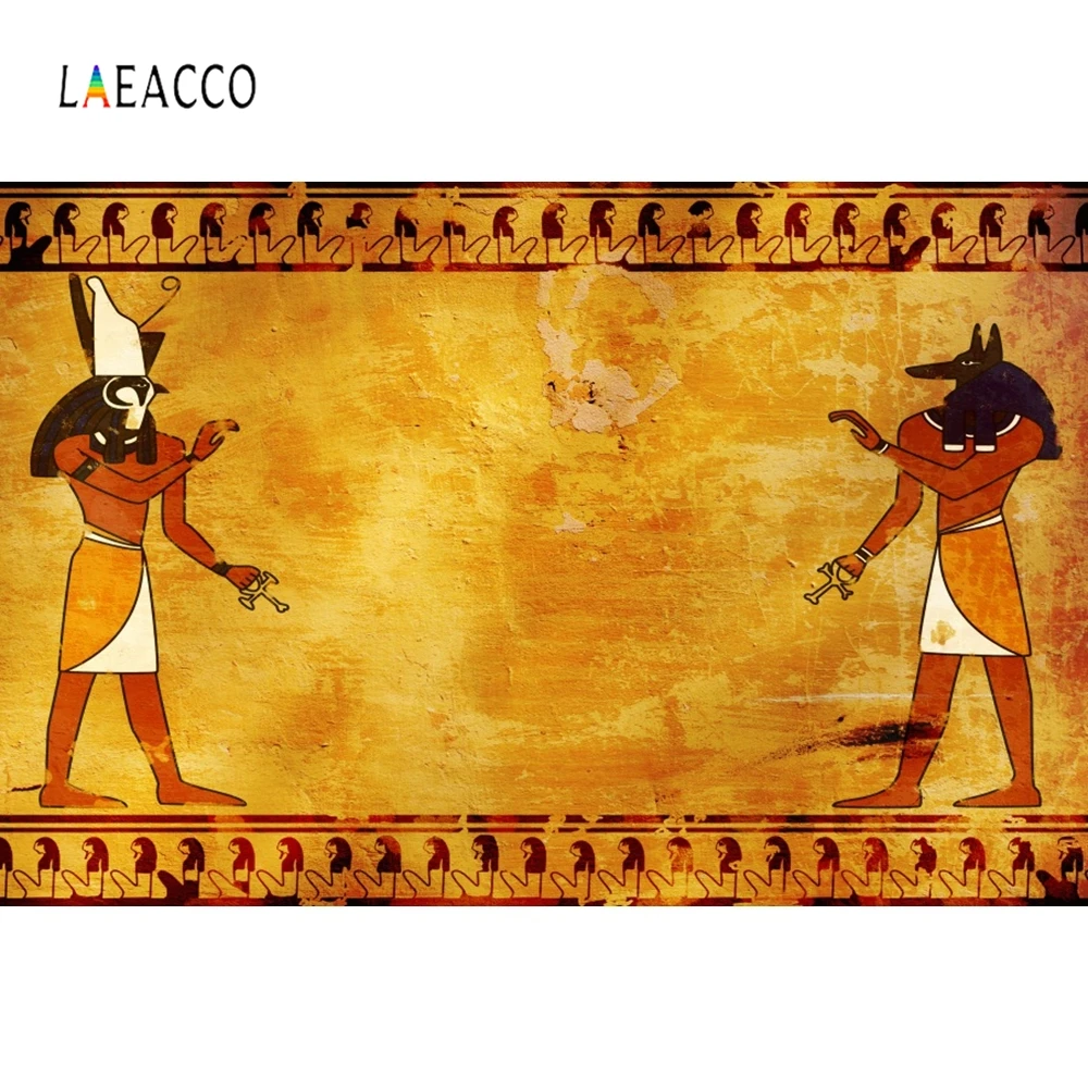 

Laeacco Ancient Egyptian Fresco Photography Backdrops Golden Wall Photo Backgrounds Retro Baby Portrait Photophone Photozone