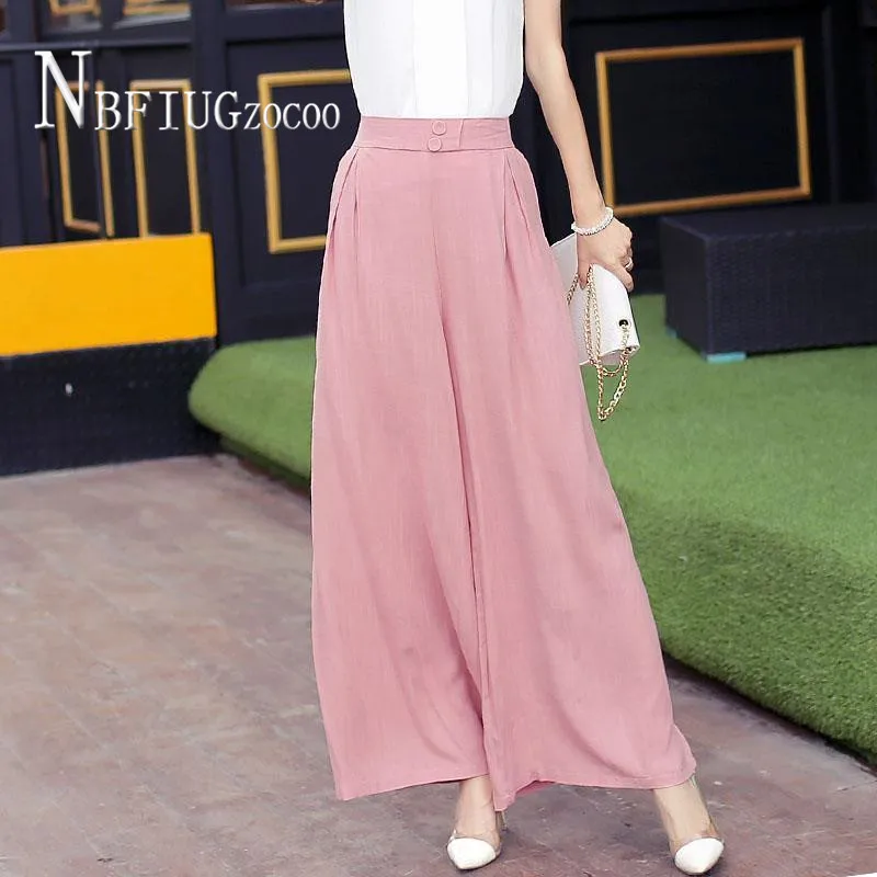 

Cotton Linen Women Wide Leg Pants Summer Plus Size Easy To Match Female Trousers