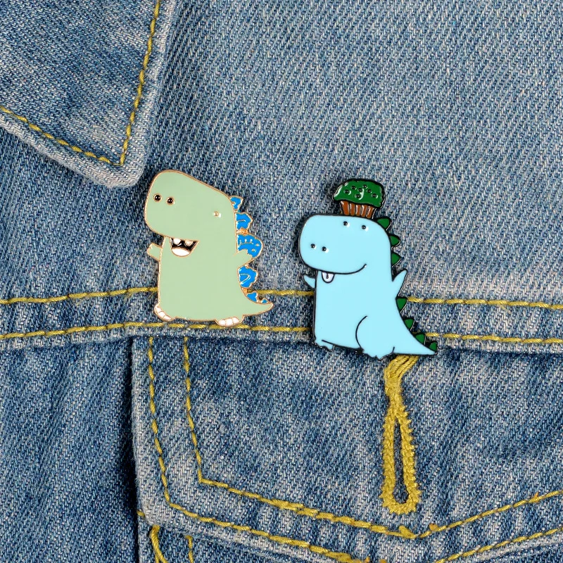 

2019 new cute dinosaur fun animal metal enamel pin children like creative full of childlike lapel pin jewelry badge gift